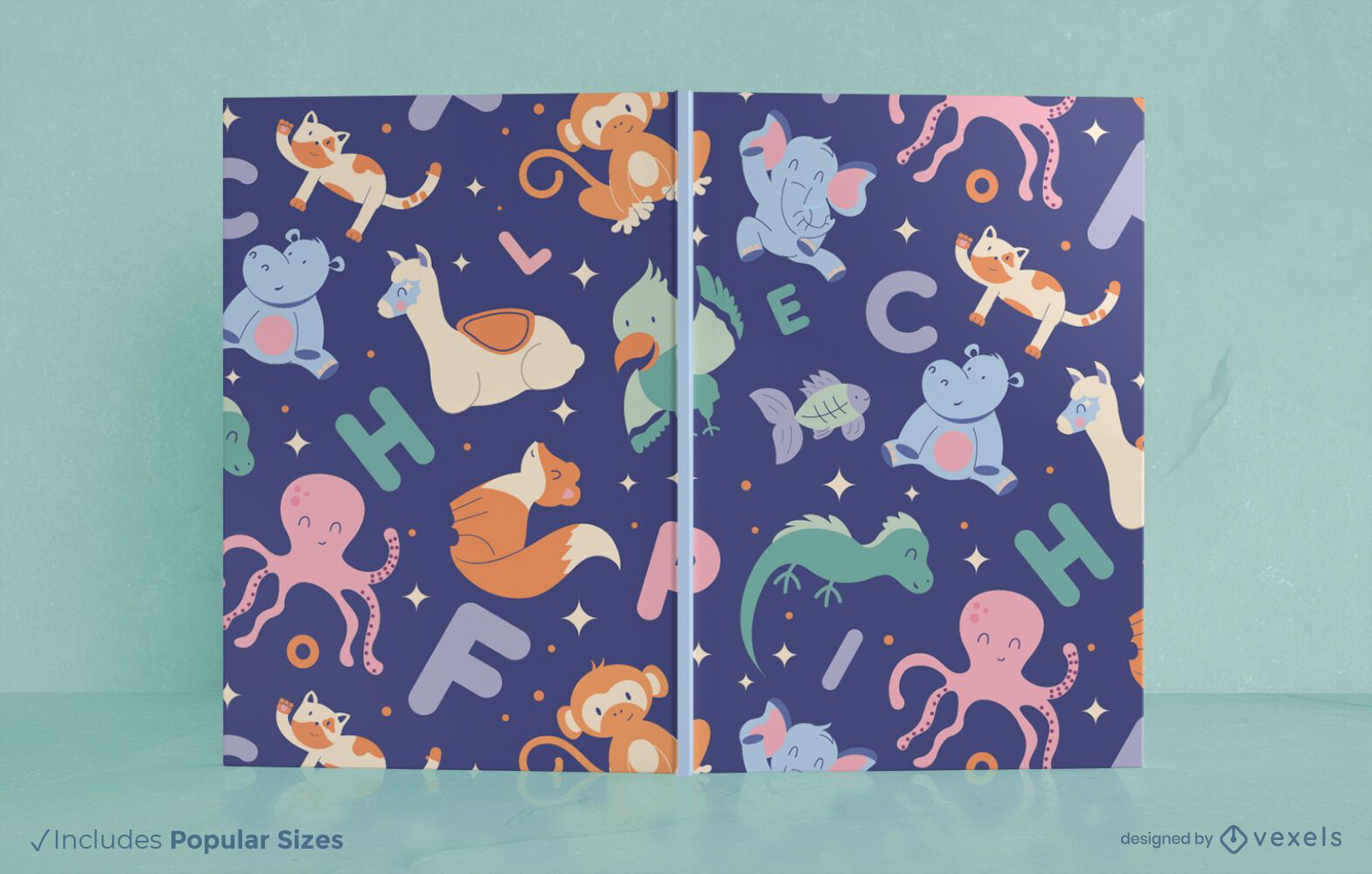 Design da capa do livro com letras animais