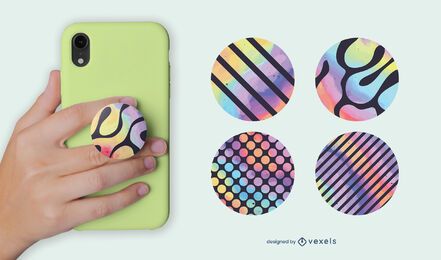 Watercolor geometric popsocket set