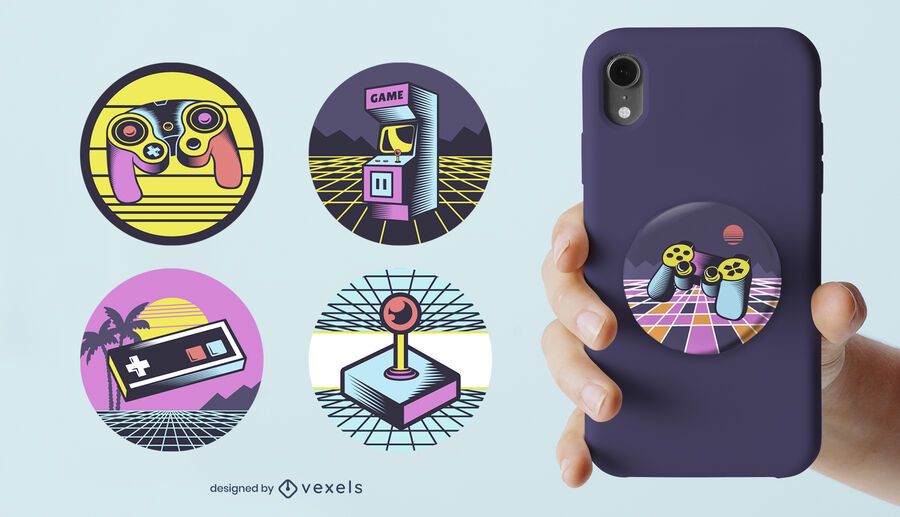 Retro Gaming Popsocket Set - Vector Download