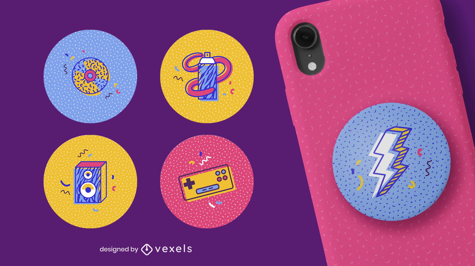 Conjunto retro popsocket Memphis