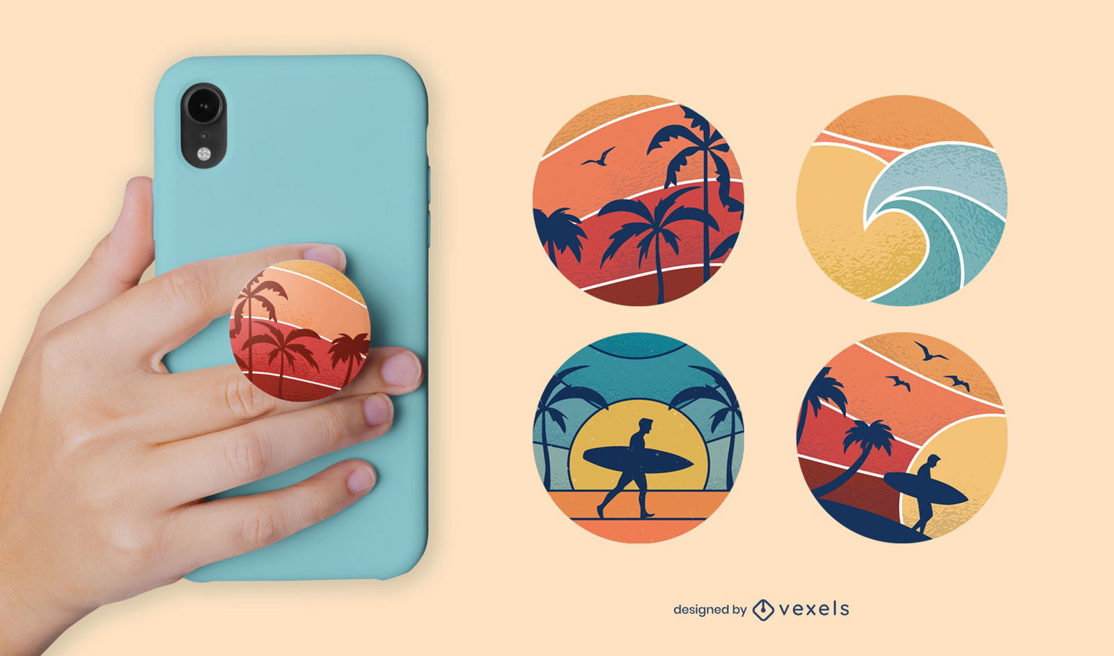 Conjunto de popsocket Sunset Beach