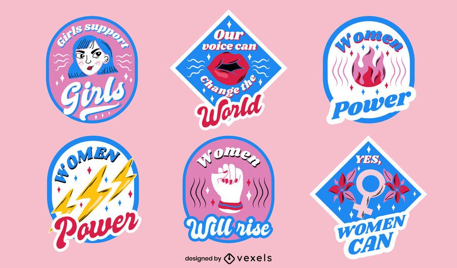 Conjunto de diseño de insignias del día de la mujer. Conjunto de diseño de insignias del día de la mujer.