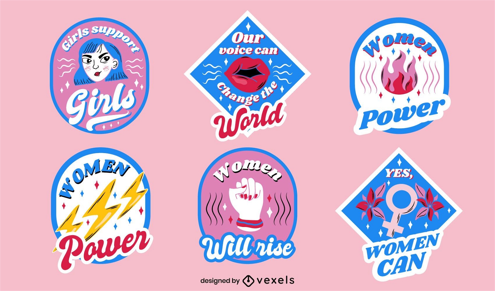 Conjunto de design de emblemas do dia feminino