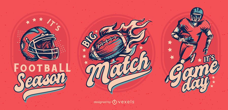 Football season badge design set Football season badge design set