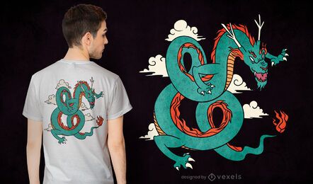 Diseño de camiseta de dragón chino verde