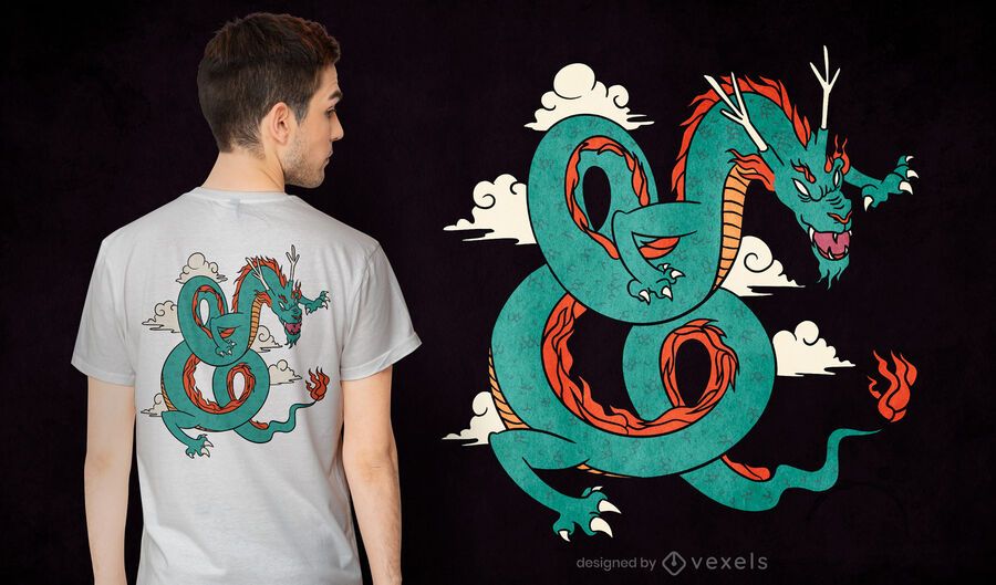 Diseño de camiseta de dragón chino verde Diseño de camiseta de dragón chino verde