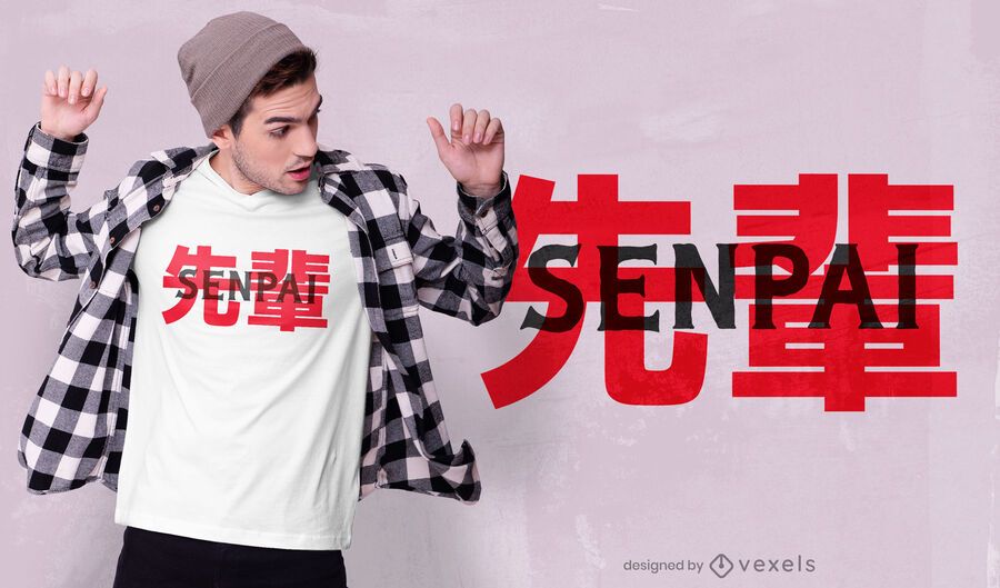 Diseño de camiseta japonesa senpai Diseño de camiseta japonesa senpai