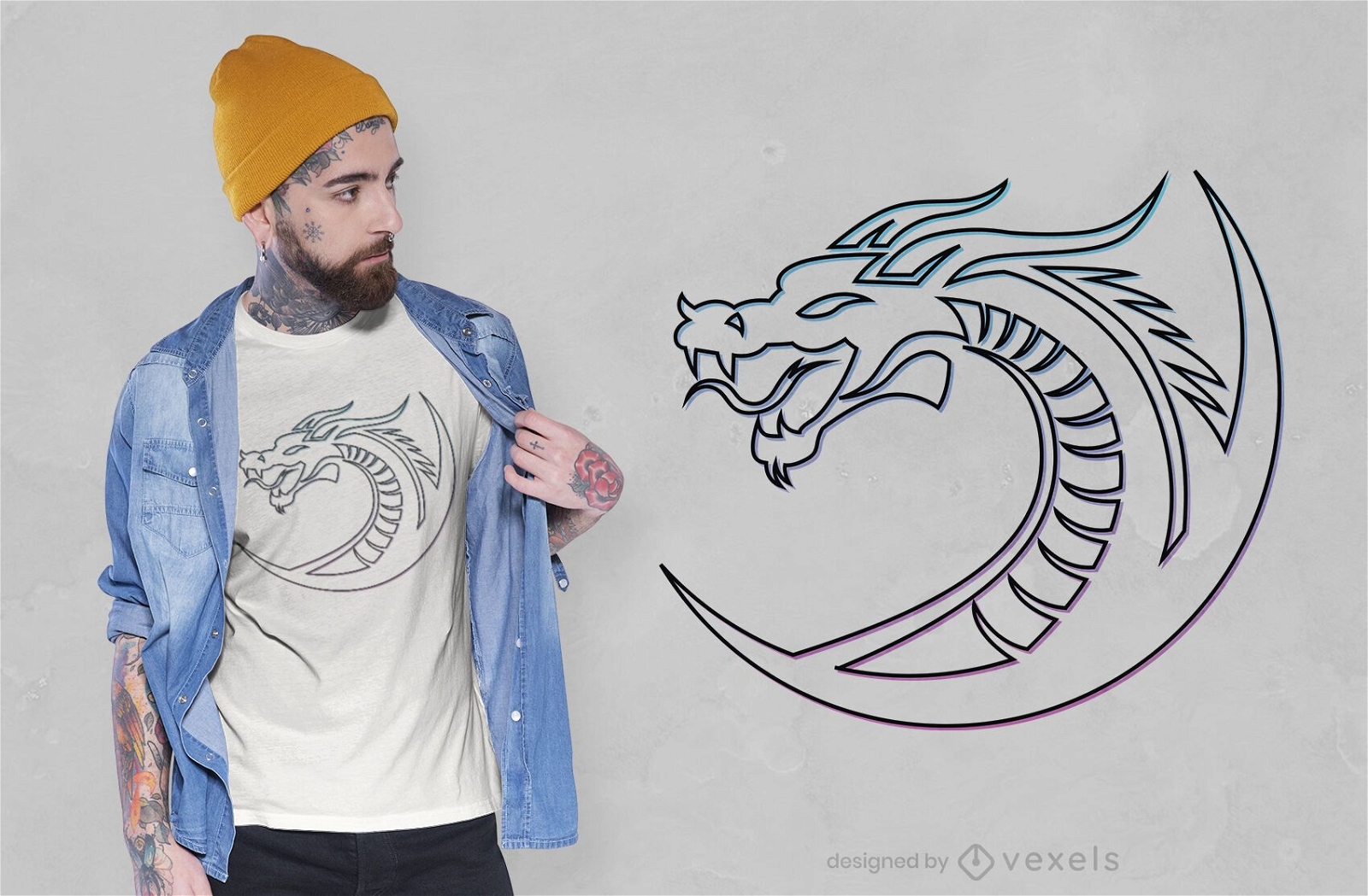 Design de camiseta com traços de dragão