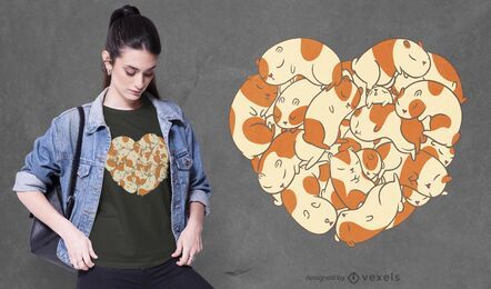 Design de t-shirt com coração de cobaias