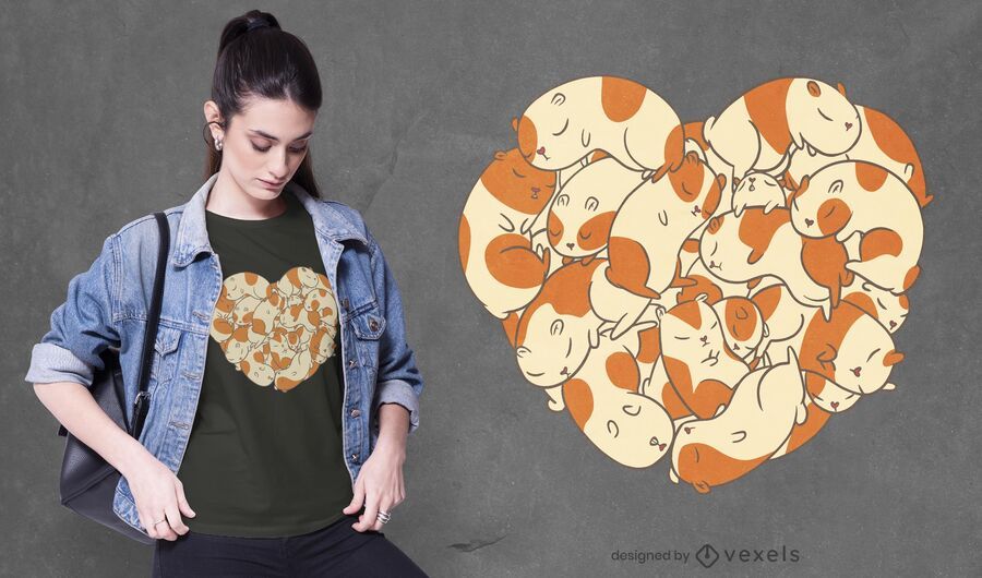 Diseño de camiseta de corazón de conejillos de Indias Diseño de camiseta de corazón de conejillos de Indias