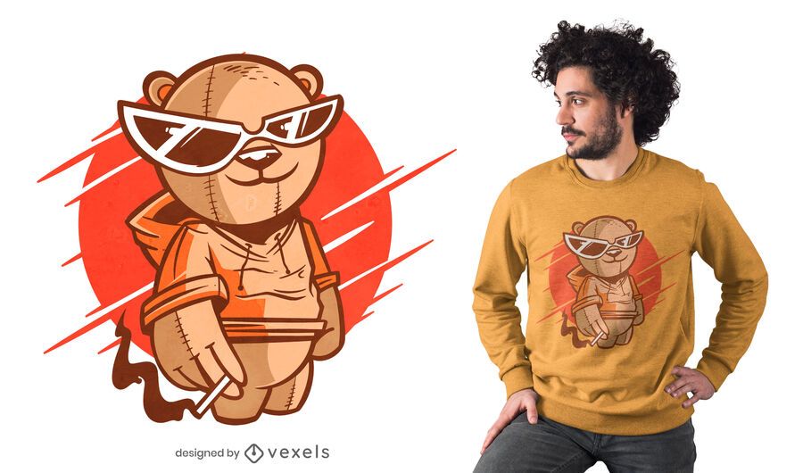 Diseño de camiseta de oso de gafas de sol Diseño de camiseta de oso de gafas de sol