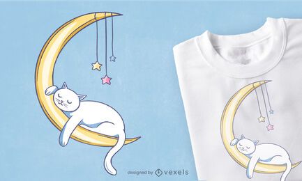 Gato dormindo na lua desenho de camiseta