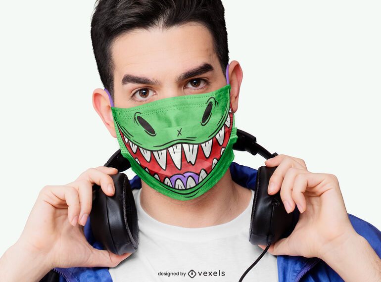 Dinosaur mouth face mask design Dinosaur mouth face mask design