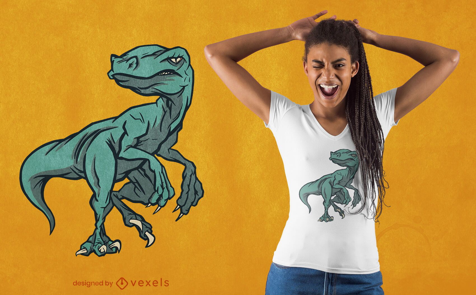 Diseño de camiseta de dinosaurio raptop