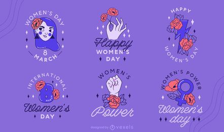 Conjunto de diseño de insignia del día de la mujer.