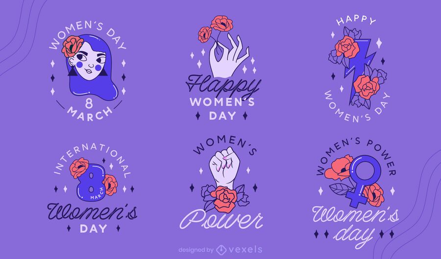 Women's day badge design set Women's day badge design set