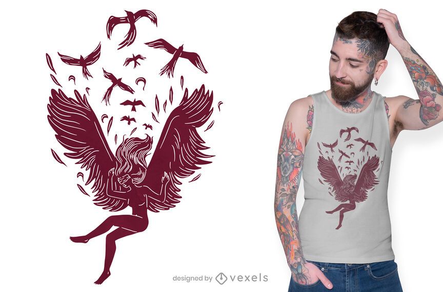 Design de camiseta de anjo cadente Design de camiseta de anjo cadente