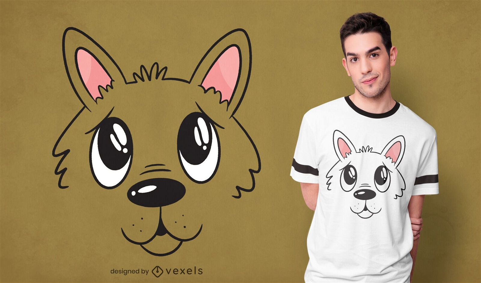 Design de t-shirt com cara de cachorro fofo