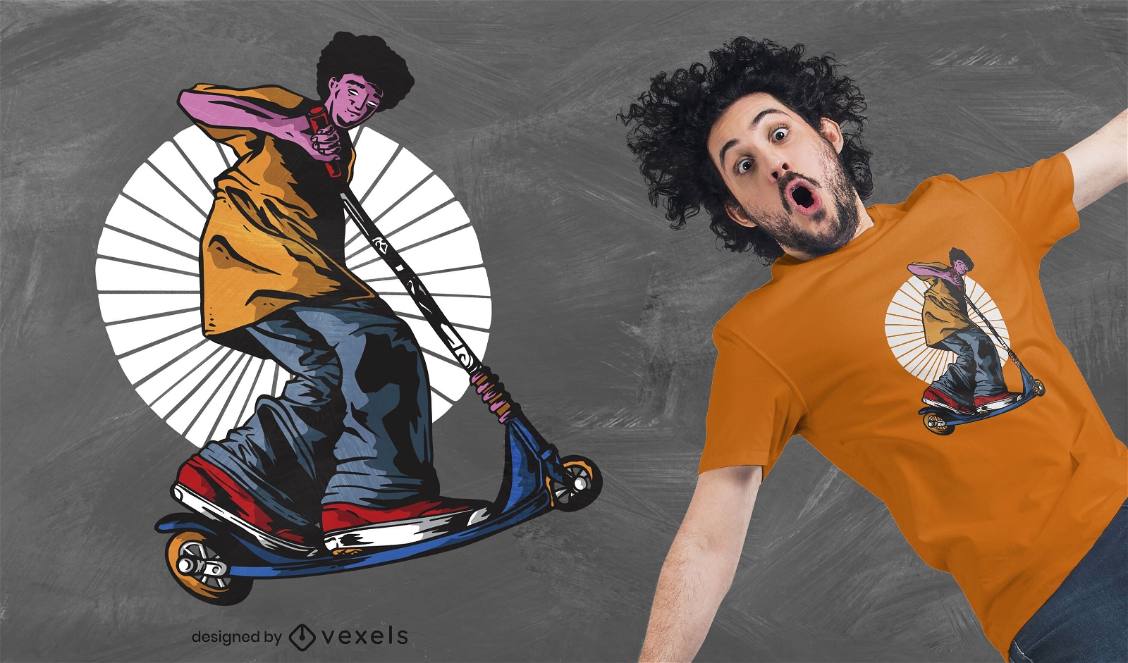 Design de camiseta de cara de scooter