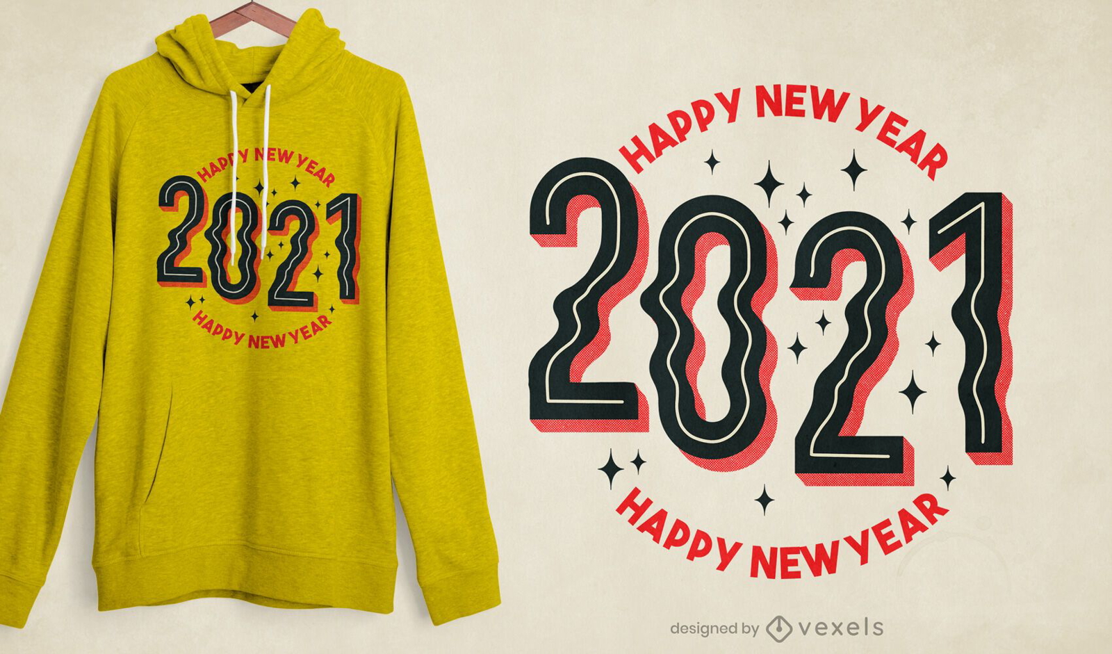 2021 Design de t-shirt de feliz ano novo