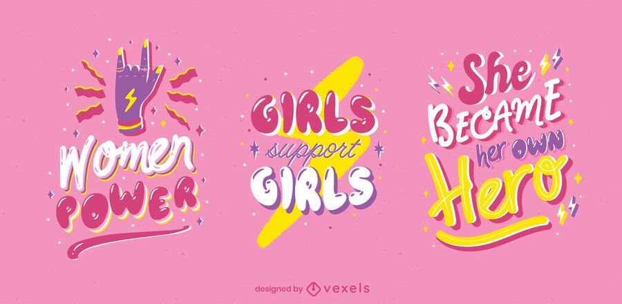 Glossy women's day badge set Glossy women's day badge set