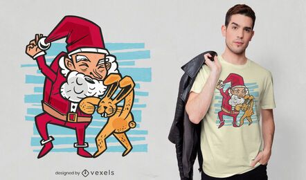 Osterhase tritt Santa T-Shirt Design