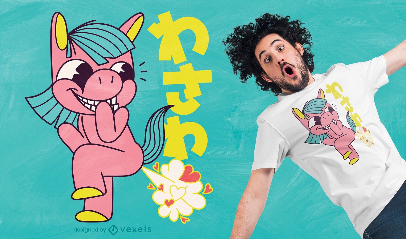 Diseño de camiseta de dibujos animados divertidos de pedo de unicornio