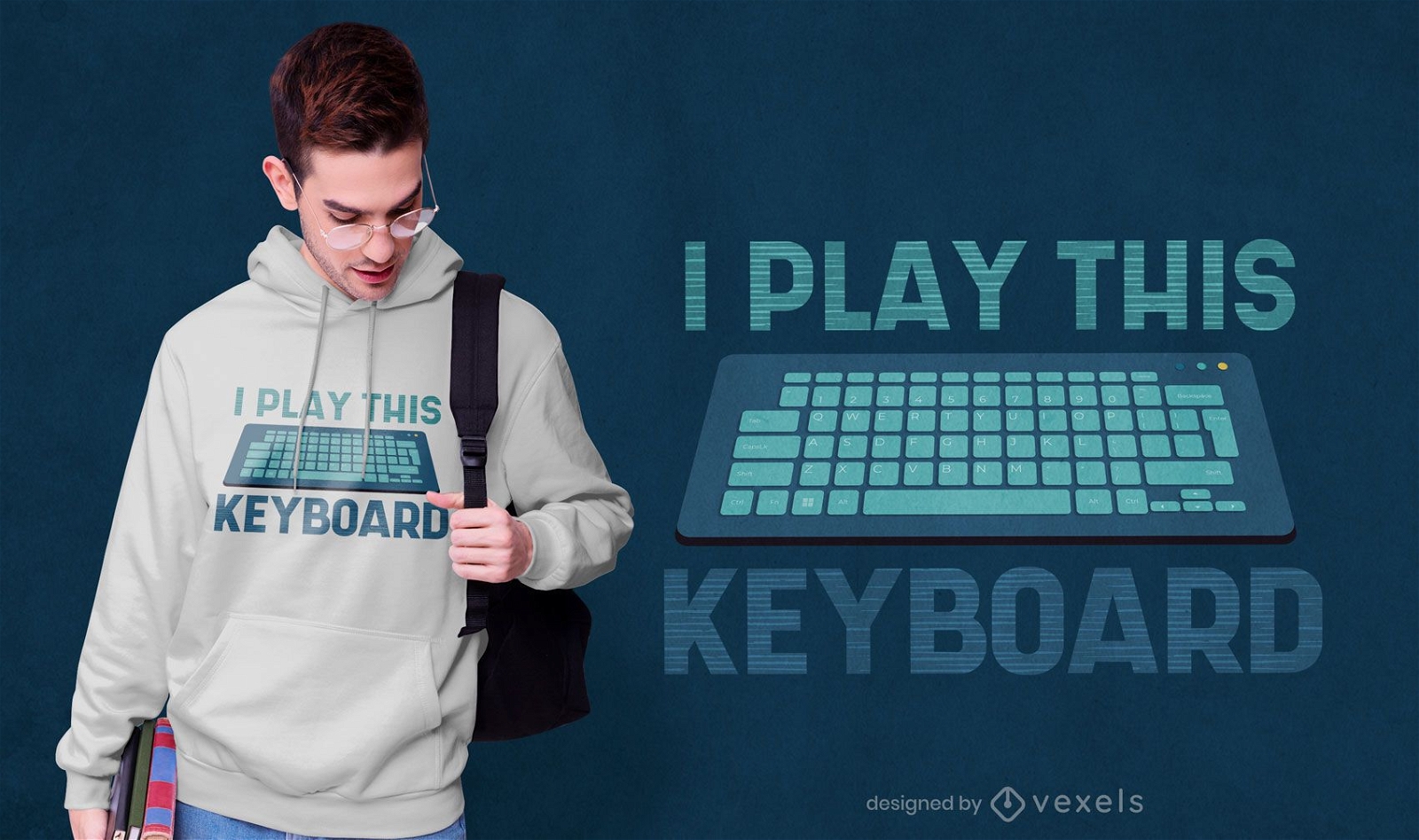Eu toco o design da camiseta do teclado