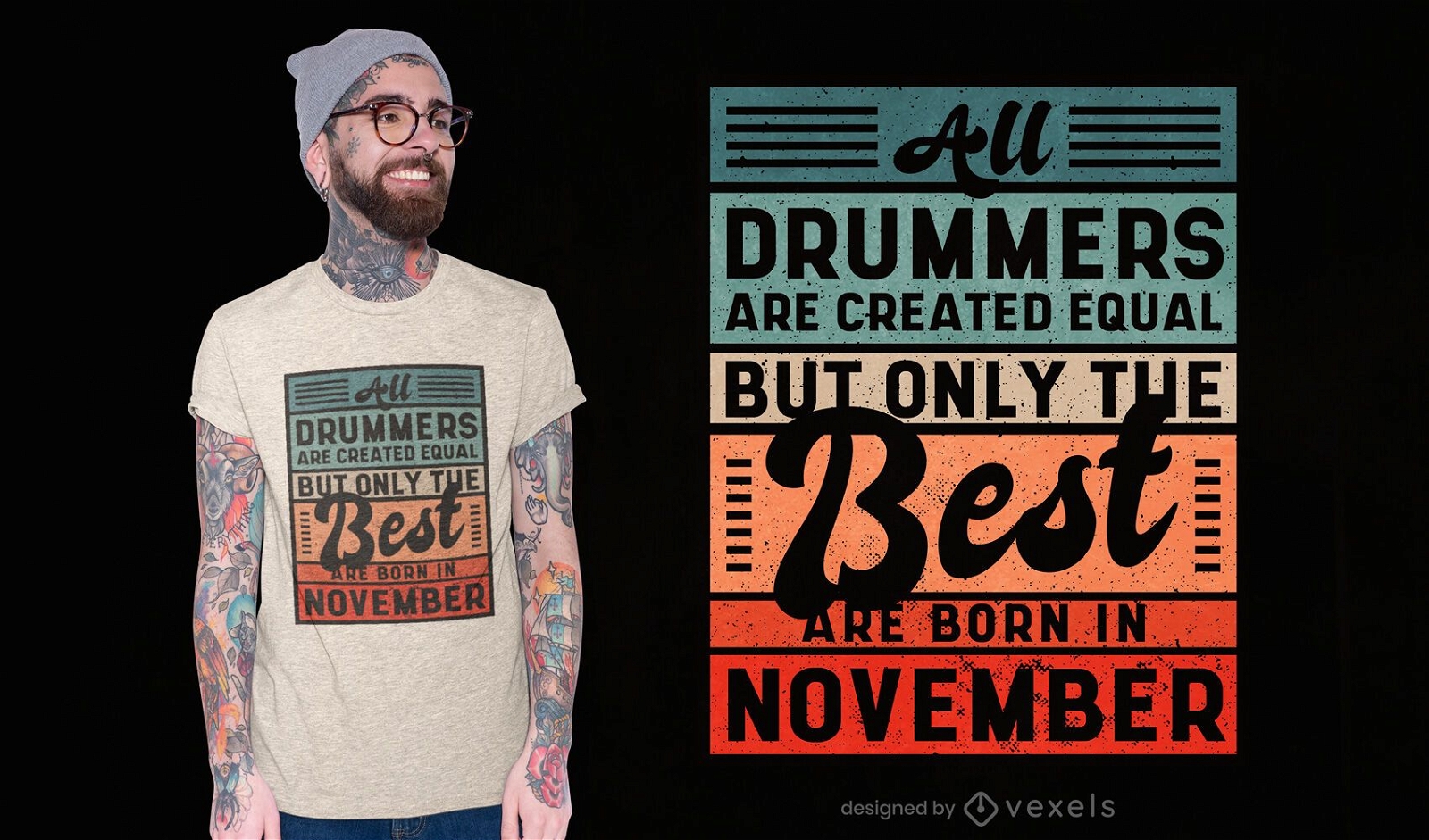 Mejor dise?o de camiseta de bateristas de noviembre.