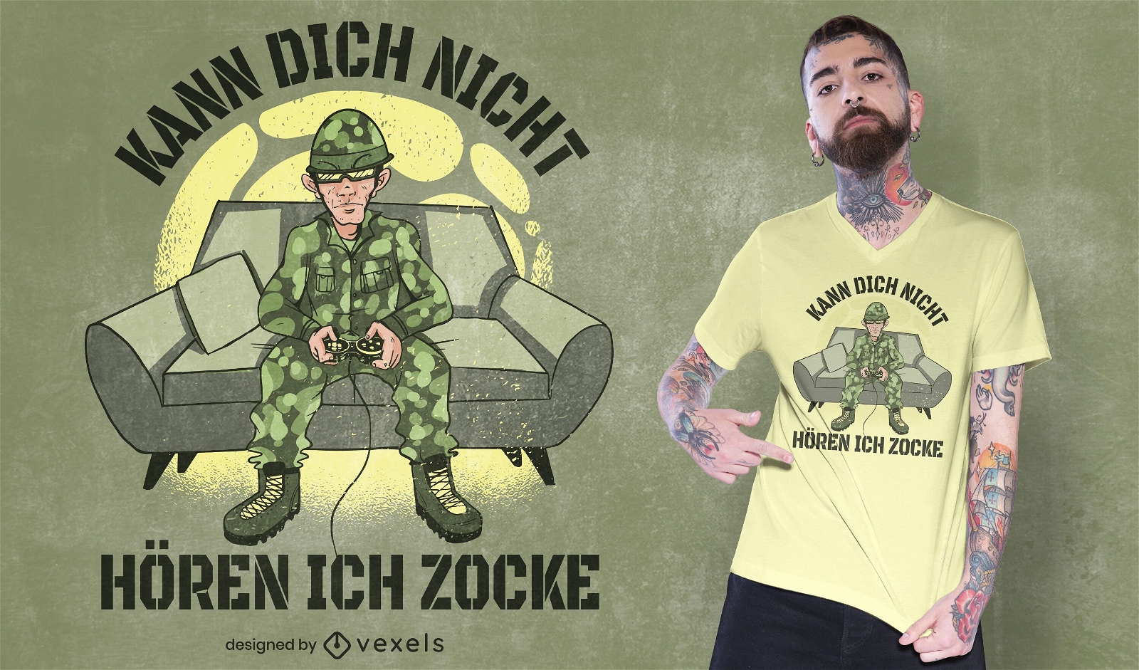 Design de camisetas para soldados para jogos
