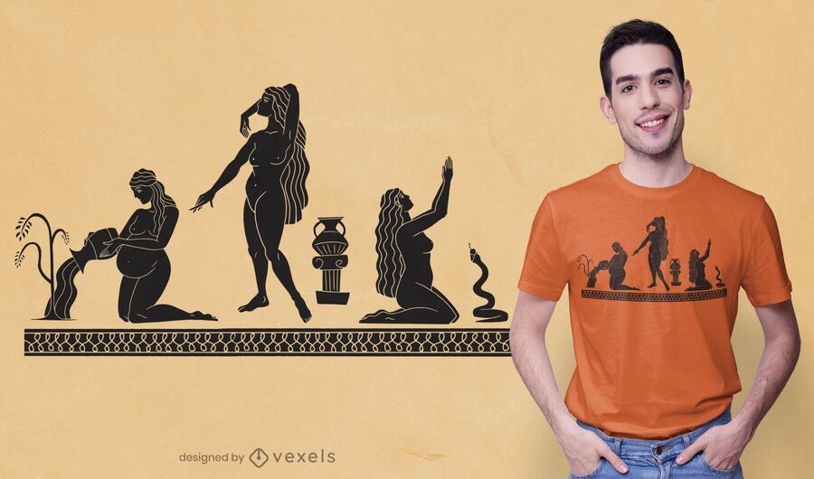 Design de camisetas para três mulheres Design de camisetas para três mulheres