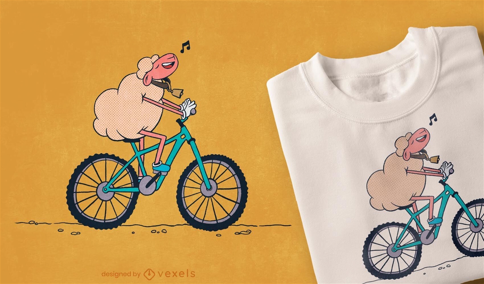 Design de t-shirt de ovelha de bicicleta
