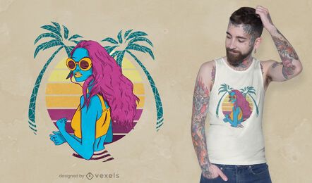 Retro tropical girl t-shirt design Retro tropical girl t-shirt design