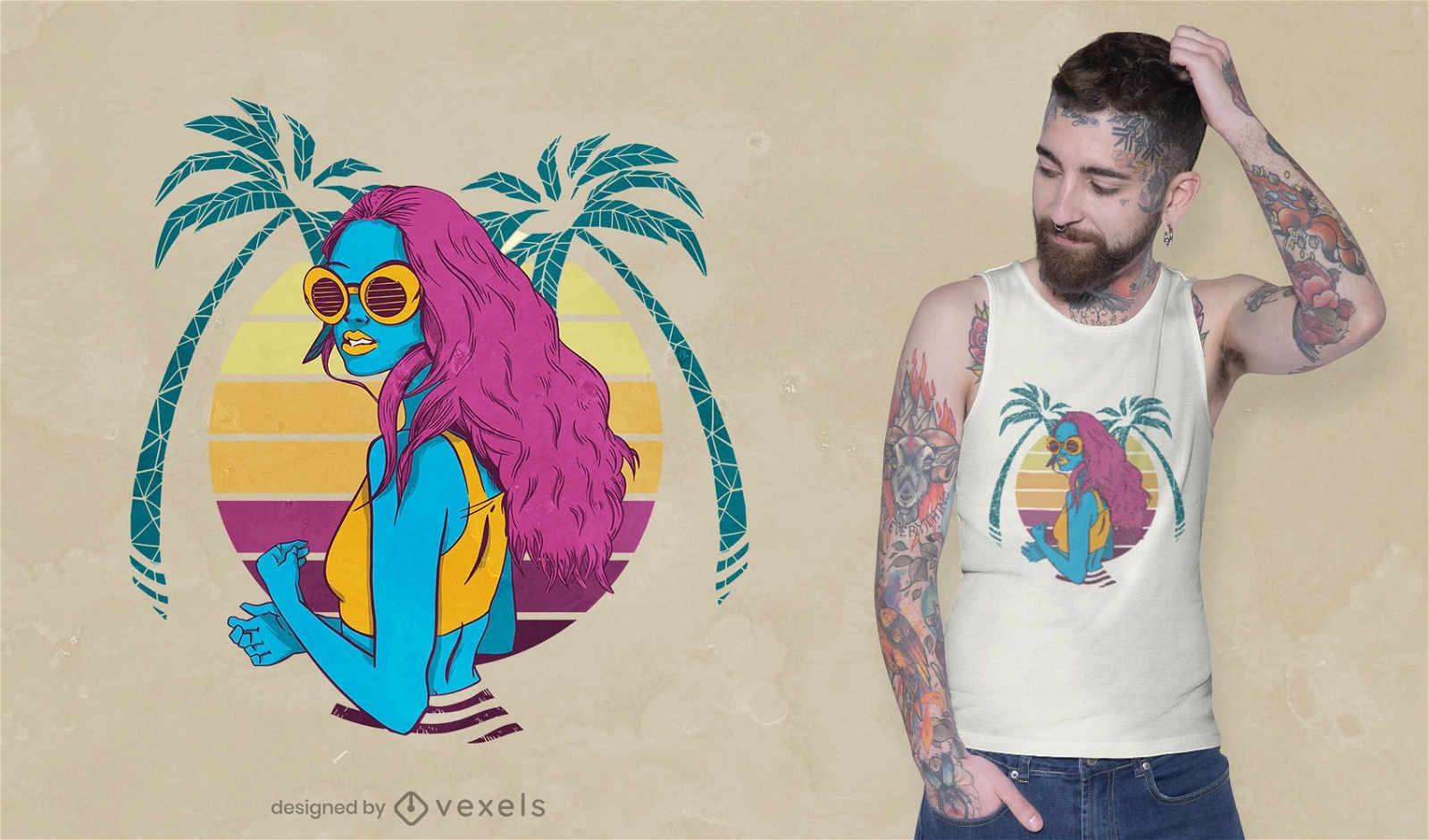 Design de camisetas retrô para meninas tropicais