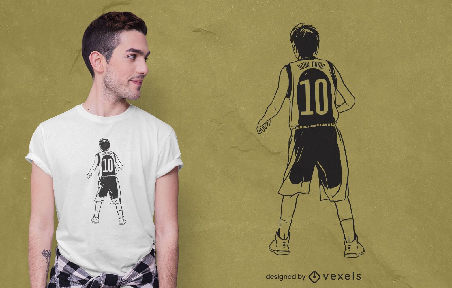 Design de camiseta para jovem jogador de basquete