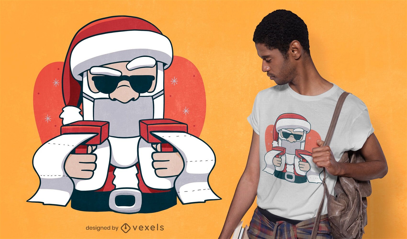 Santa with money guns t-shirt design