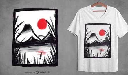 Design de t-shirt com paisagem zen