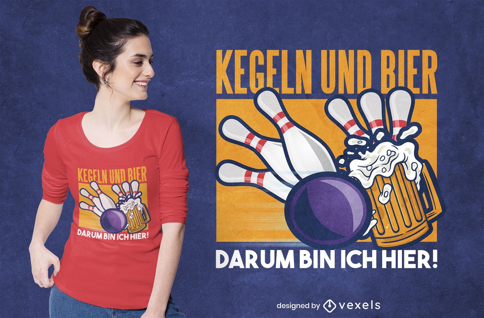 Diseño de camiseta alemana de bolos y cerveza.