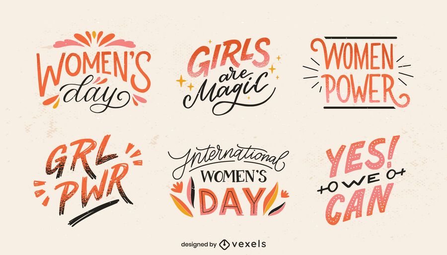 Conjunto de letras del día internacional de la mujer Conjunto de letras del día internacional de la mujer
