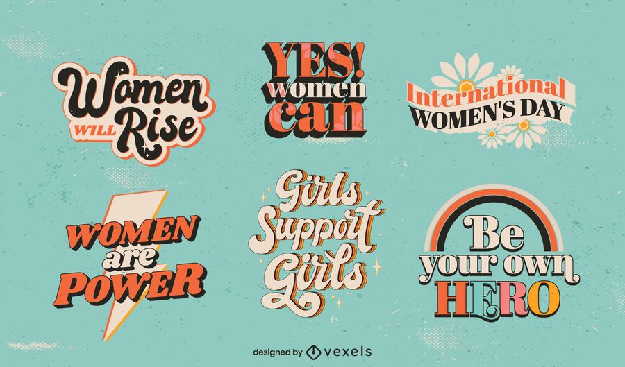Conjunto de letras del día de la mujer Conjunto de letras del día de la mujer