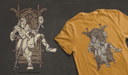 Diseño de camiseta de mujer vikinga.