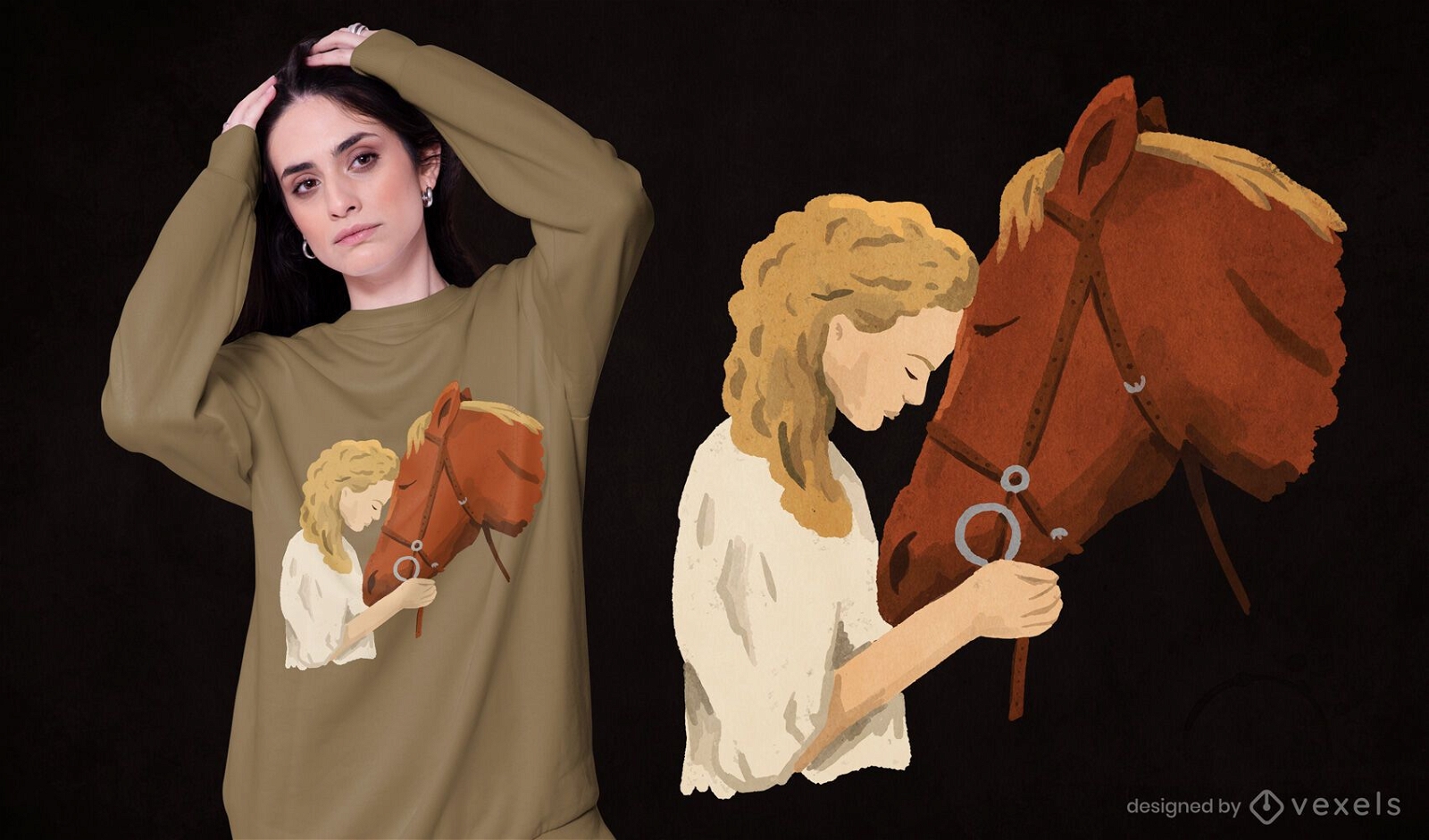 Design de camisetas para meninas e cavalos