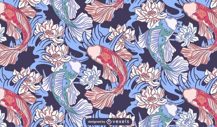 Koi Fisch Lotus Muster Design