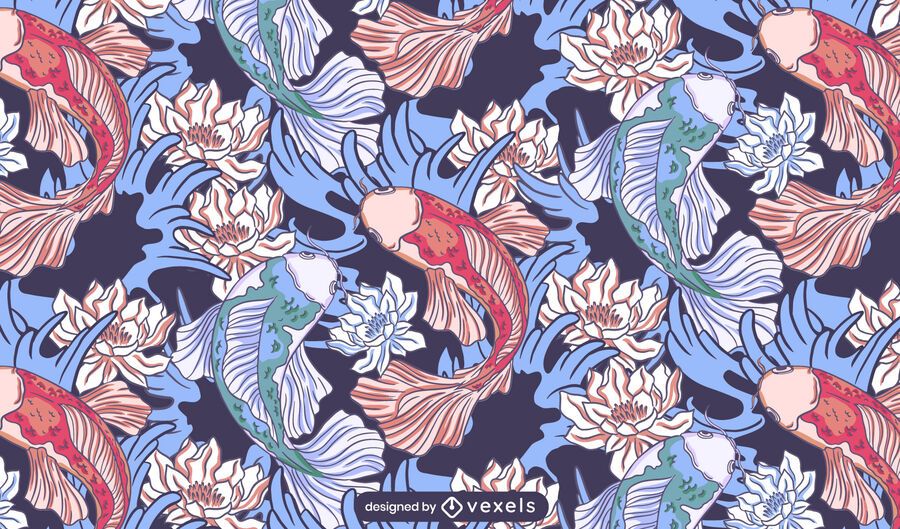 Koi fish lotus pattern design Koi fish lotus pattern design