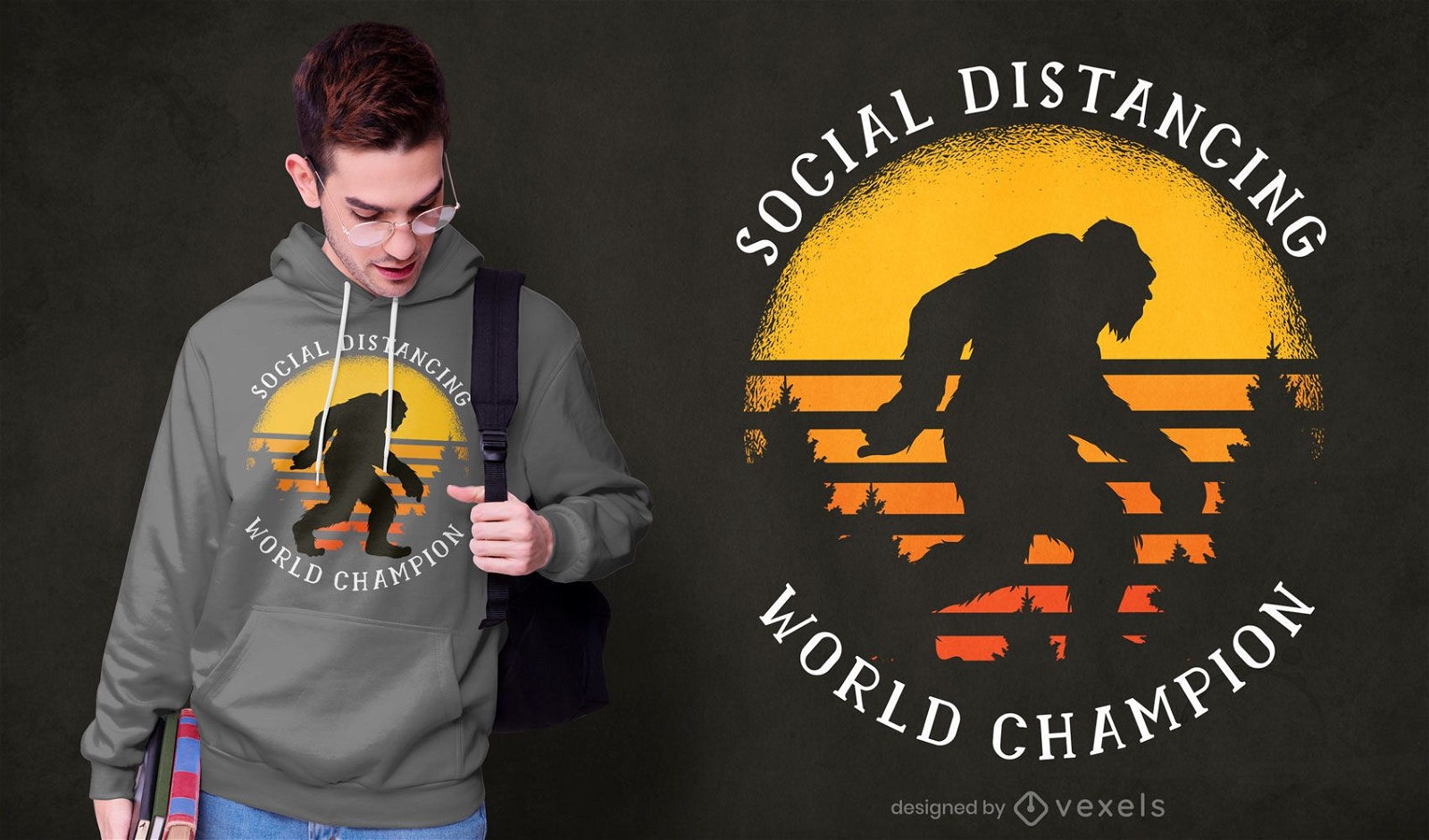 Social distanzierende Bigfoot T-Shirt Design