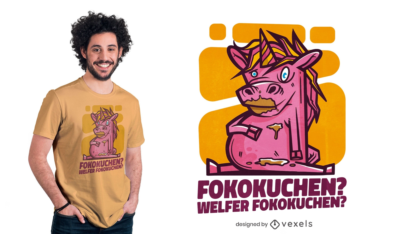 Schokoladenkuchen-Einhorn-T-Shirt Design