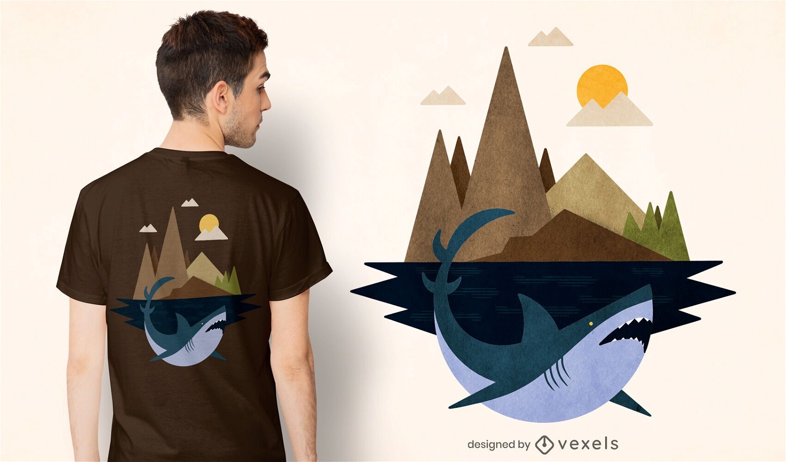 Design de camiseta da ilha Shark