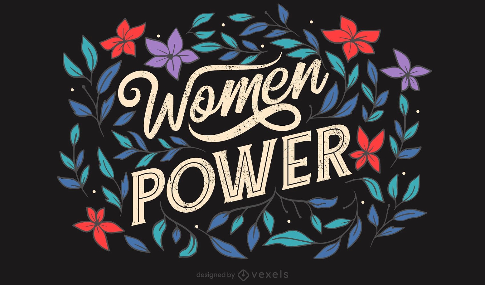 Letras florales de poder de las mujeres