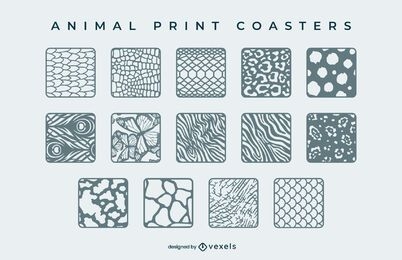 Animal print square coaster set