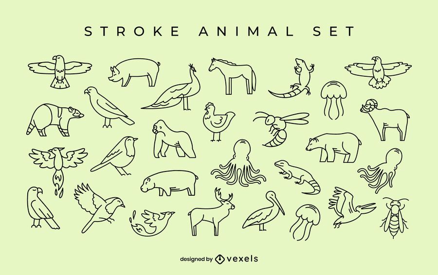 Simple animal stroke set Simple animal stroke set